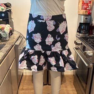 Elegant Black Floral Mini Skirt